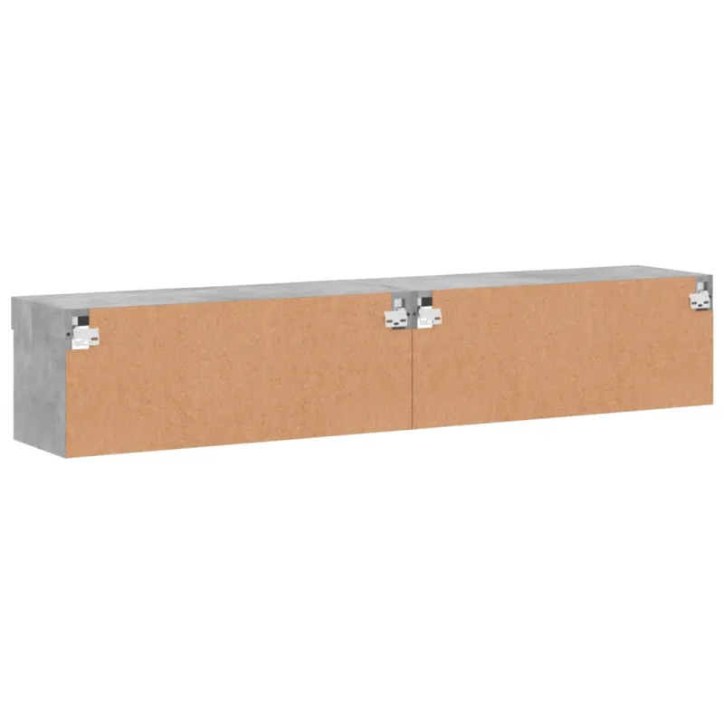 TV spintelės su LED lemputėmis, 2vnt., betono, 80x30x30cm