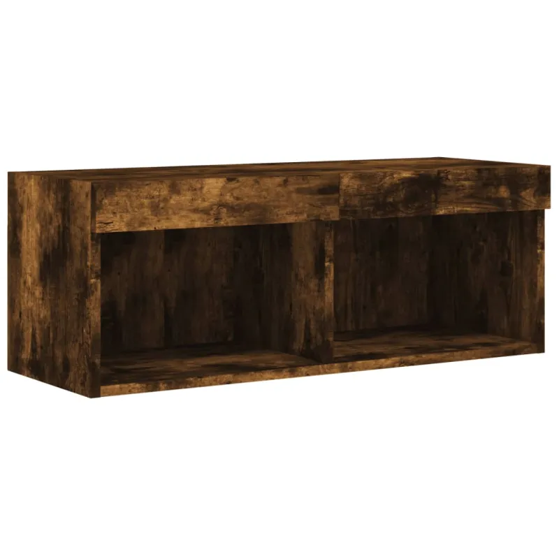 TV spintelė su LED lemputėmis, dūminio ąžuolo, 80x30x30cm