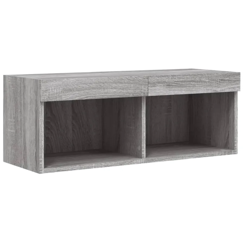 TV spintelė su LED lemputėmis, pilka ąžuolo, 80x30x30cm