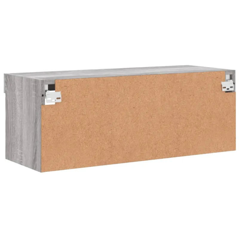 TV spintelė su LED lemputėmis, pilka ąžuolo, 80x30x30cm