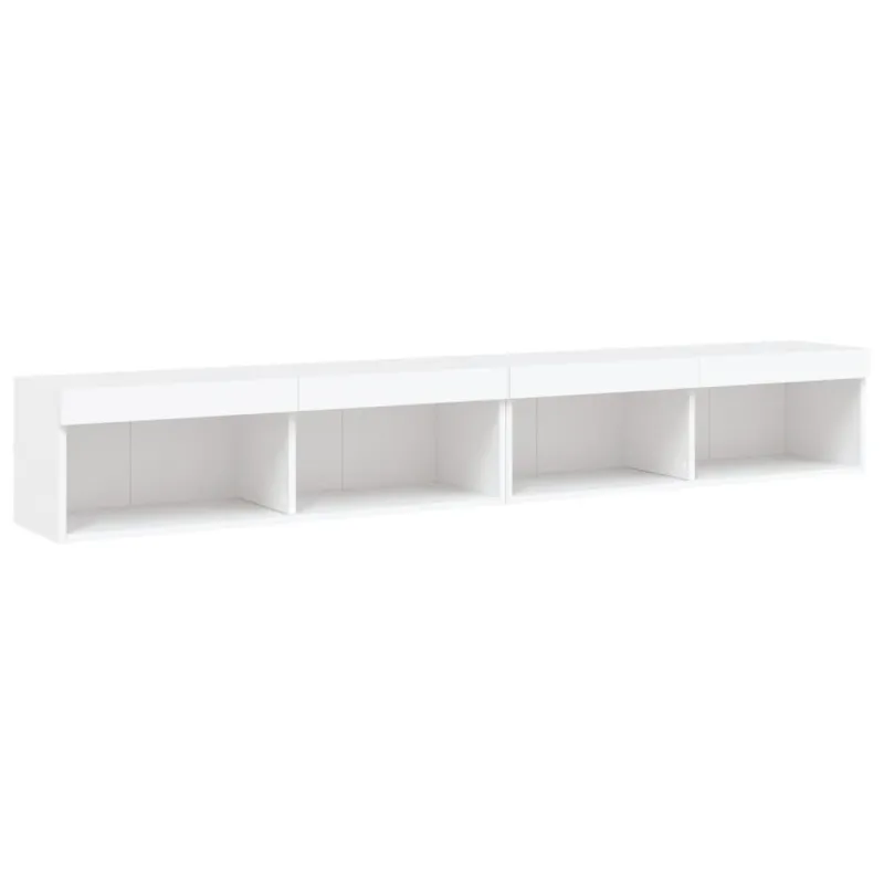 TV spintelės su LED lemputėmis, 2vnt., baltos, 100x30x30cm