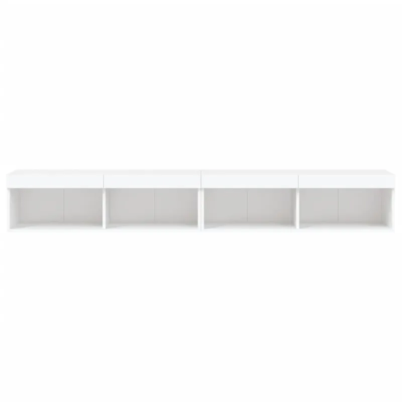 TV spintelės su LED lemputėmis, 2vnt., baltos, 100x30x30cm