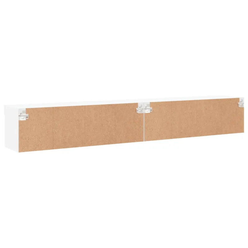 TV spintelės su LED lemputėmis, 2vnt., baltos, 100x30x30cm