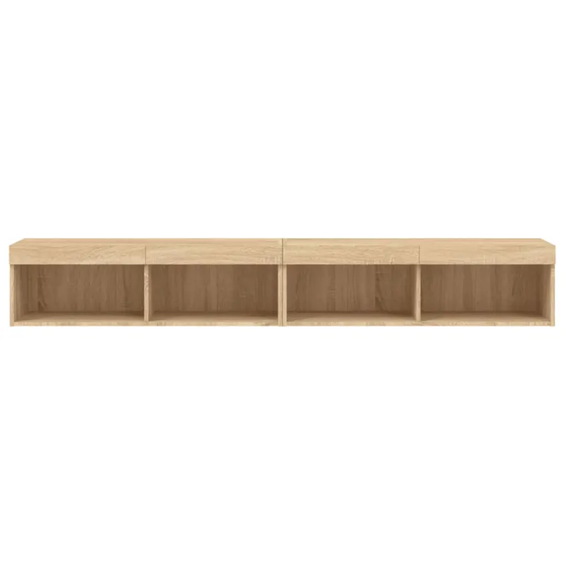 TV spintelės su LED lemputėmis, 2vnt., ąžuolo, 100x30x30cm