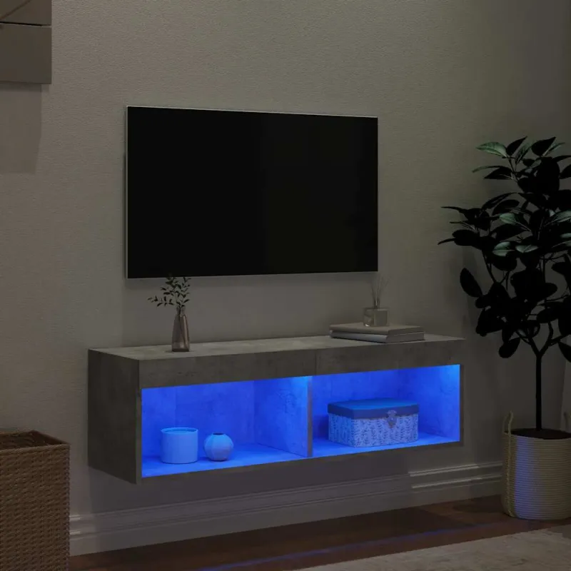 TV spintelė su LED lemputėmis, betono pilka, 100x30x30cm