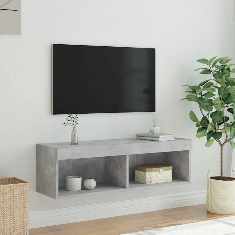 TV spintelė su LED lemputėmis, betono pilka, 100x30x30cm