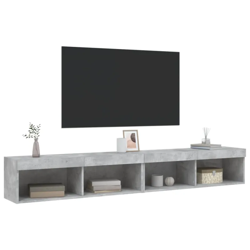 TV spintelės su LED lemputėmis, 2vnt., betono, 100x30x30cm