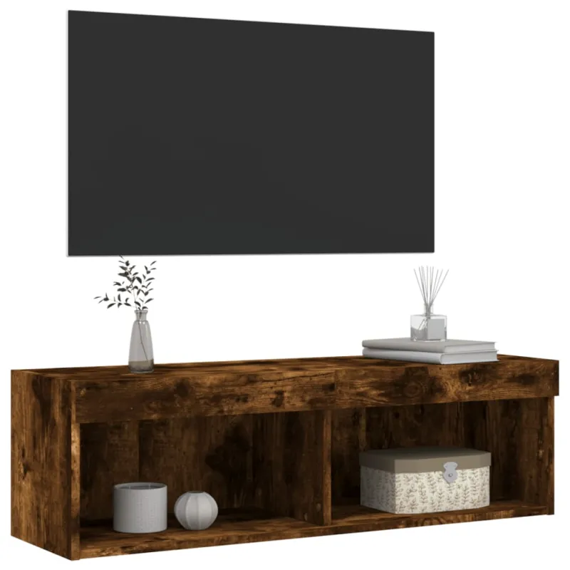 TV spintelė su LED lemputėmis, dūminio ąžuolo, 100x30x30cm