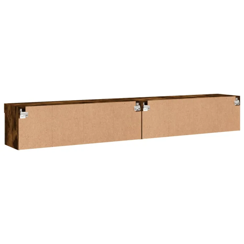 TV spintelės su LED, 2vnt., dūminio ąžuolo, 100x30x30cm