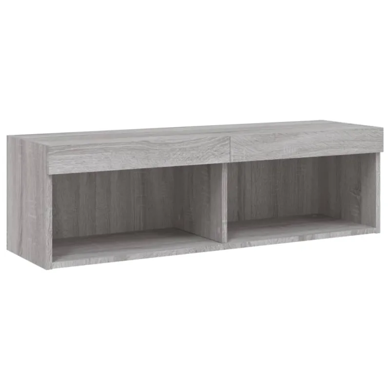 TV spintelė su LED lemputėmis, pilka ąžuolo, 100x30x30cm
