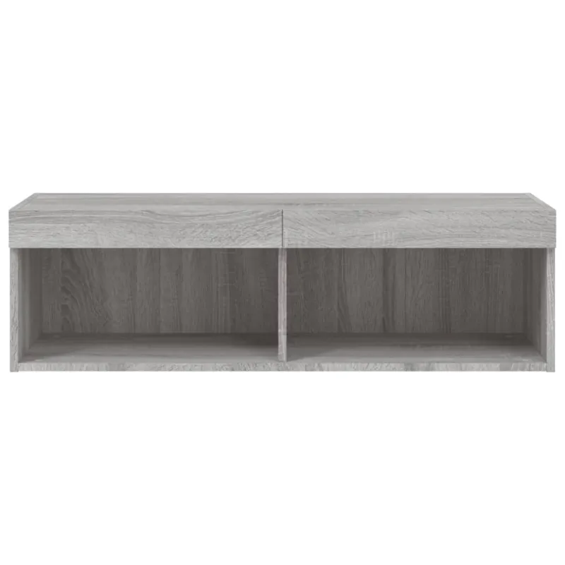 TV spintelė su LED lemputėmis, pilka ąžuolo, 100x30x30cm