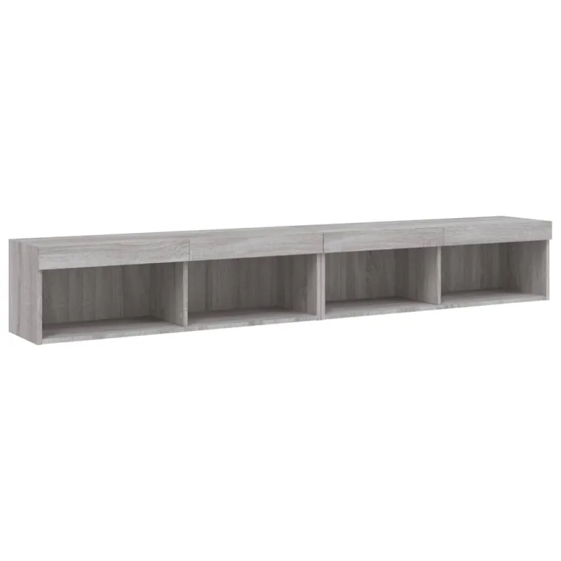 TV spintelės su LED, 2vnt., pilkos ąžuolo, 100x30x30cm