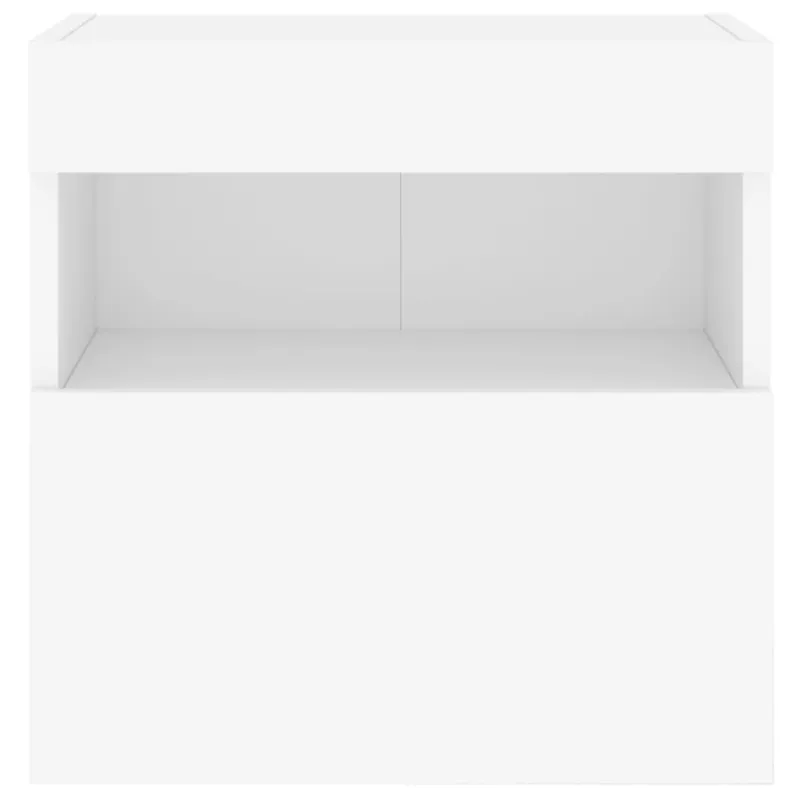 Sieninė TV spintelė su LED lemputėmis, balta, 40x30x40cm