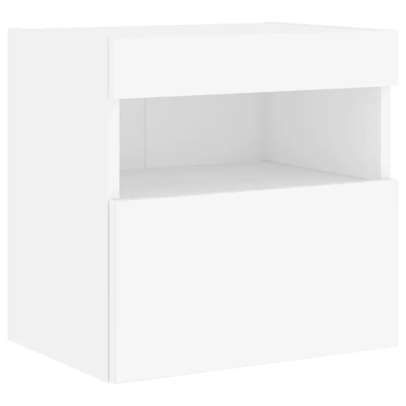 Sieninės TV spintelės su LED, 2vnt., baltos, 40x30x40cm