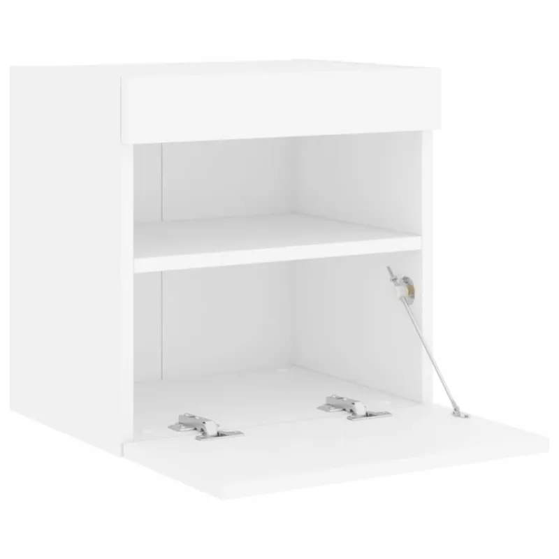 Sieninės TV spintelės su LED, 2vnt., baltos, 40x30x40cm