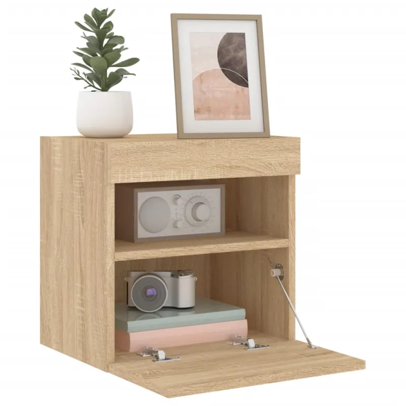 Sieninės TV spintelės su LED, 2vnt., sonoma ąžuolo, 40x30x40cm