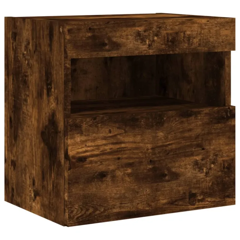 Sieninė TV spintelė su LED lemputėmis, dūminė, 40x30x40cm