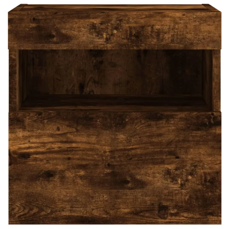 Sieninė TV spintelė su LED lemputėmis, dūminė, 40x30x40cm