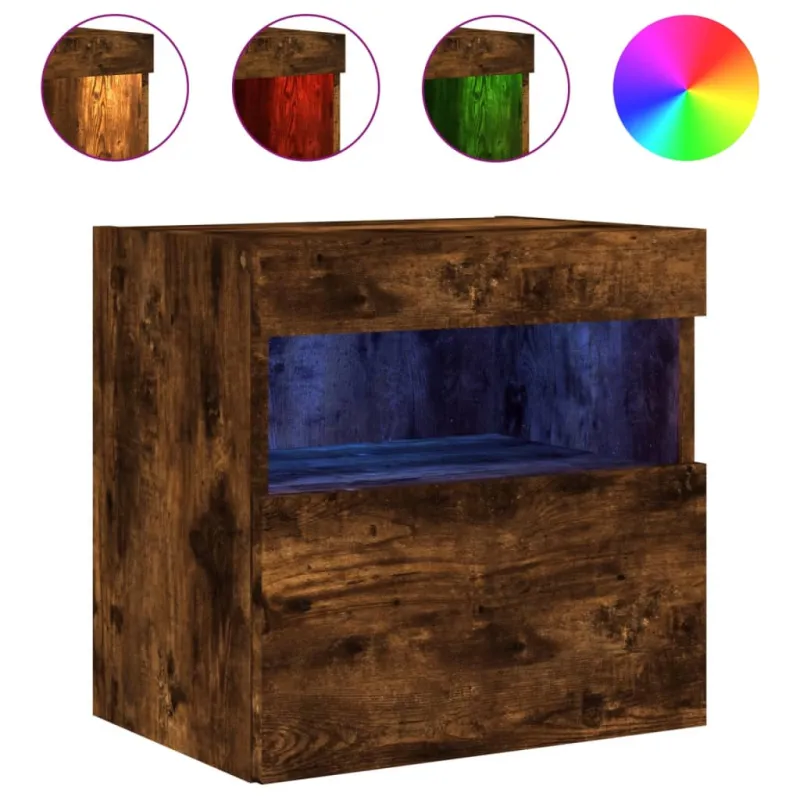 Sieninės TV spintelės su LED, 2vnt., dūminės ąžuolo, 40x30x40cm