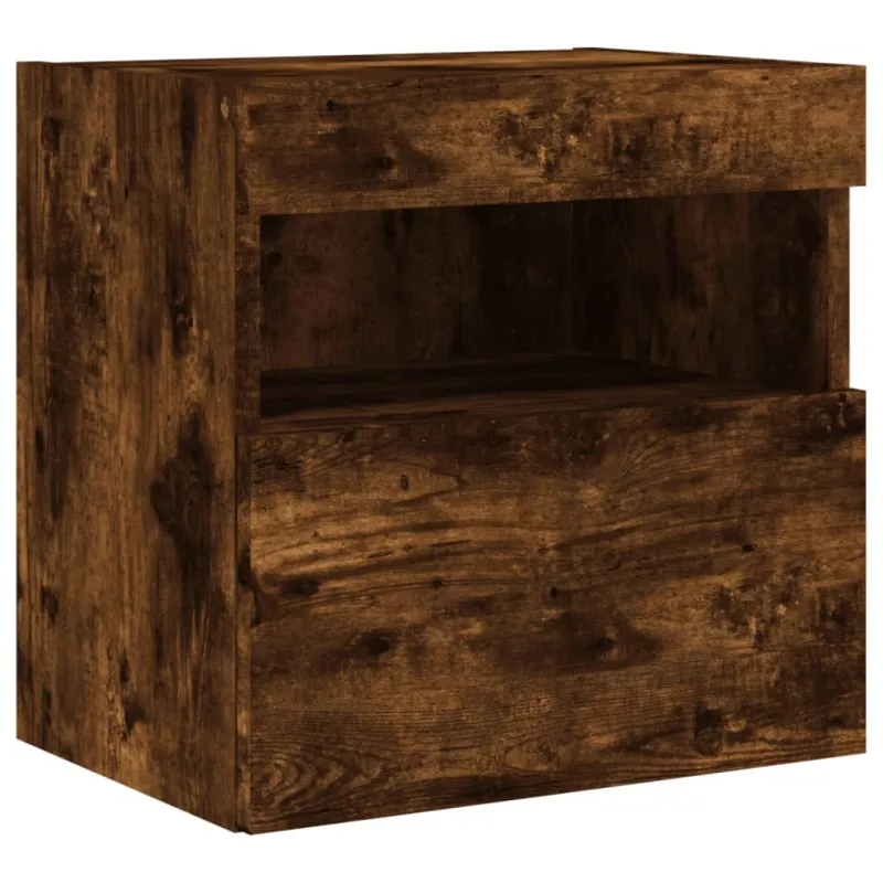 Sieninės TV spintelės su LED, 2vnt., dūminės ąžuolo, 40x30x40cm