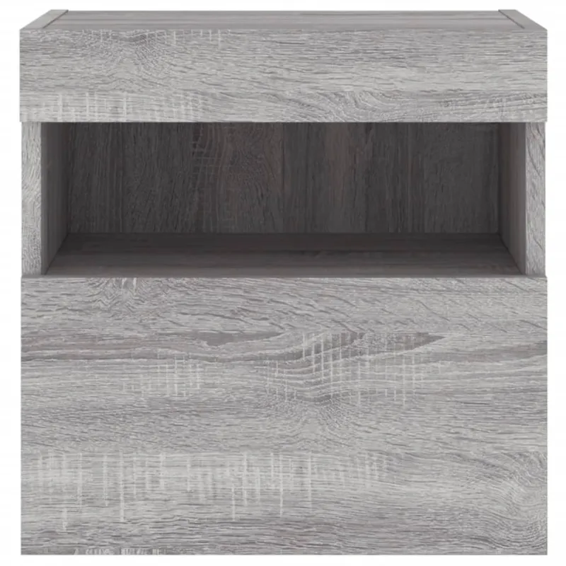 Sieninė TV spintelė su LED lemputėmis, pilka ąžuolo, 40x30x40cm