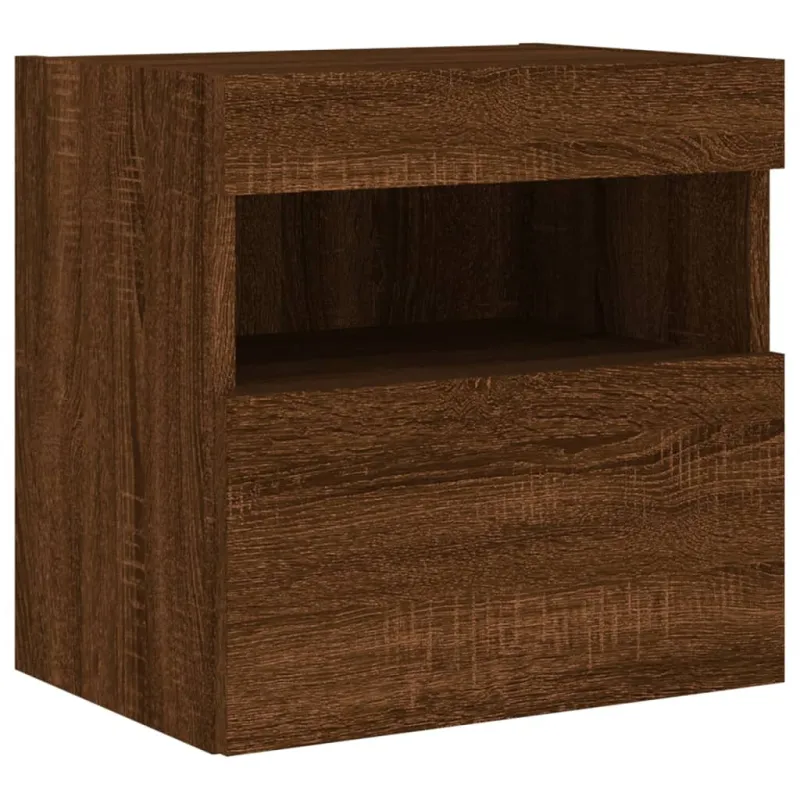 Sieninė TV spintelė su LED lemputėmis, ruda ąžuolo, 40x30x40cm