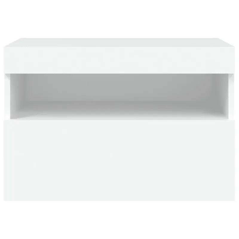 Sieninė TV spintelė su LED lemputėmis, balta, 60x30x40cm