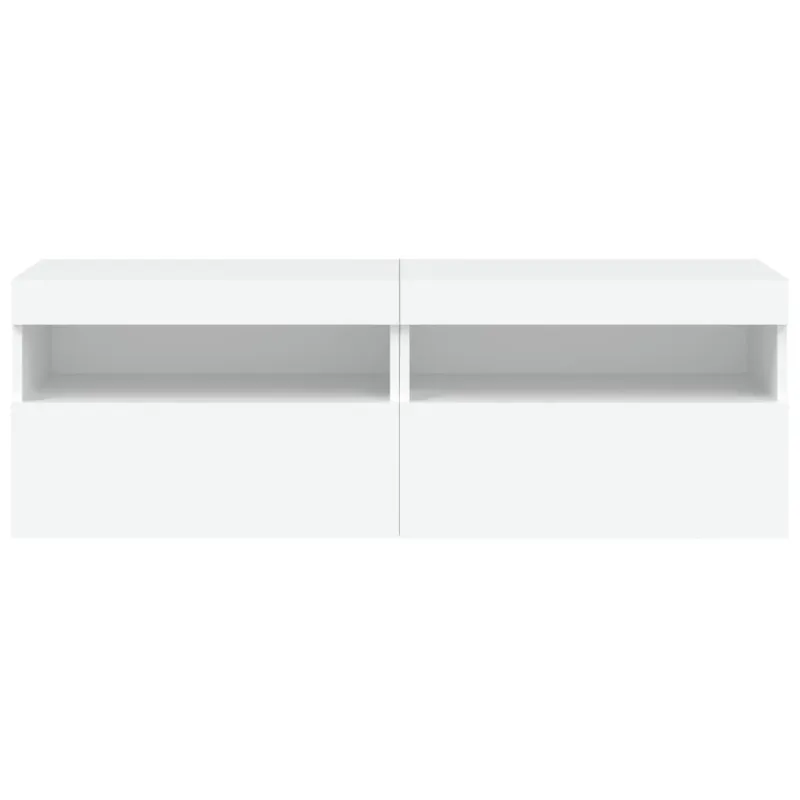 Sieninės TV spintelės su LED, 2vnt., baltos, 60x30x40cm