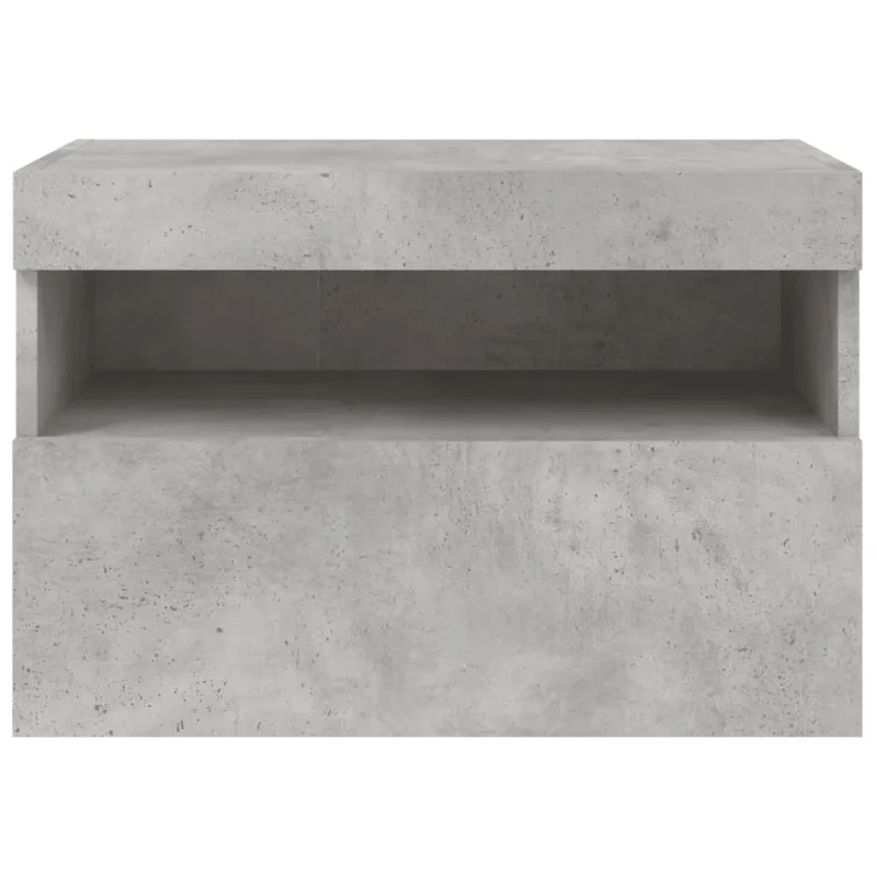 Sieninė TV spintelė su LED lemputėmis, betono pilka, 60x30x40cm
