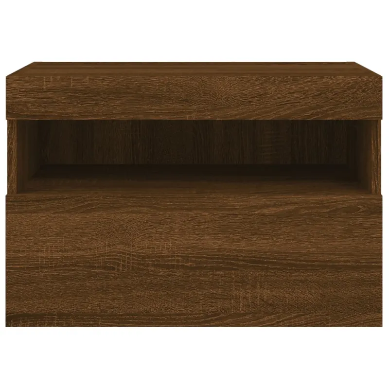 Sieninė TV spintelė su LED lemputėmis, ruda ąžuolo, 60x30x40cm