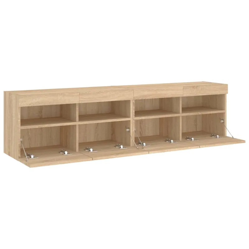 Sieninės TV spintelės su LED, 2vnt., sonoma ąžuolo, 80x30x40cm