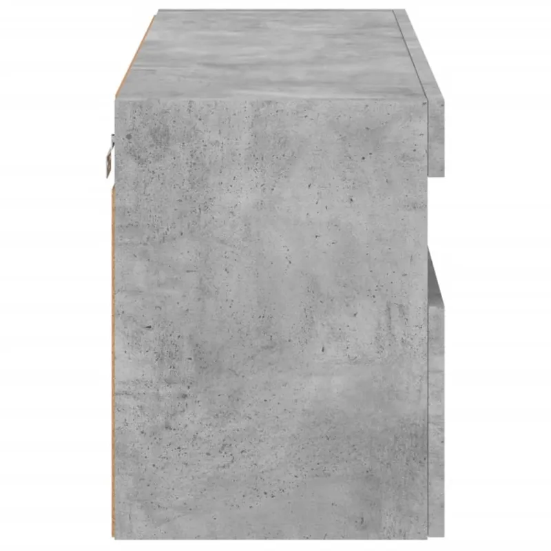 Sieninė TV spintelė su LED lemputėmis, betono pilka, 80x30x40cm