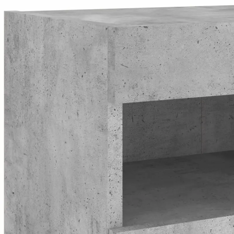 Sieninė TV spintelė su LED lemputėmis, betono pilka, 80x30x40cm