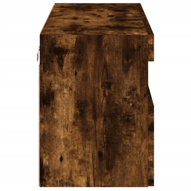 Sieninė TV spintelė su LED lemputėmis, dūminė, 80x30x40cm