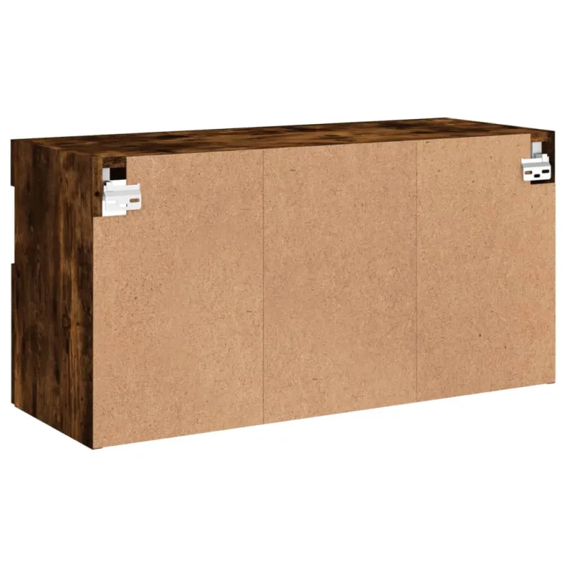 Sieninė TV spintelė su LED lemputėmis, dūminė, 80x30x40cm