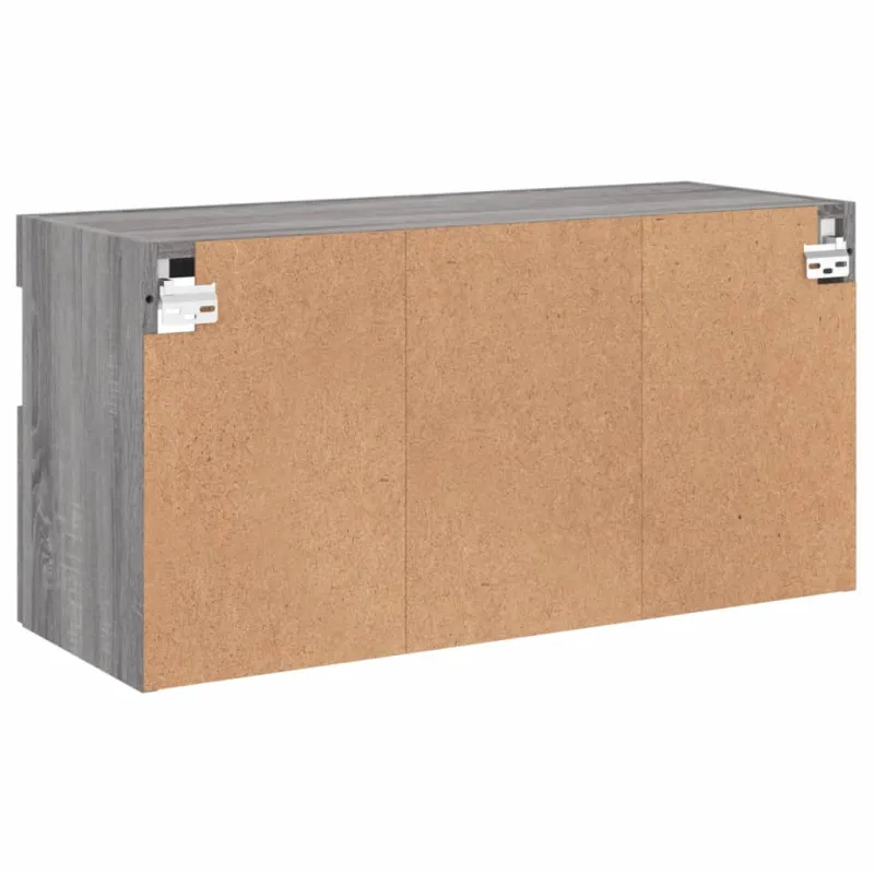 Sieninė TV spintelė su LED lemputėmis, pilka ąžuolo, 80x30x40cm