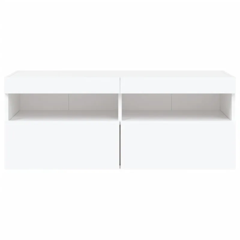 Sieninė TV spintelė su LED lemputėmis, balta, 100x30x40cm