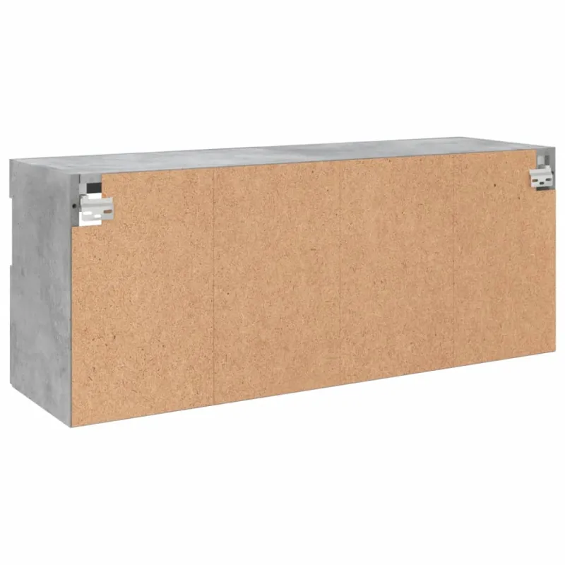 Sieninė TV spintelė su LED lemputėmis, betono, 100x30x40cm