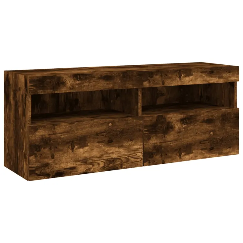 Sieninė TV spintelė su LED lemputėmis, dūminė, 100x30x40cm