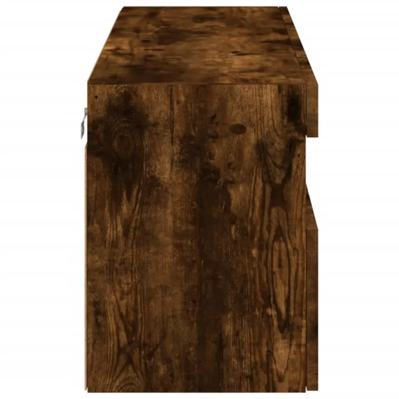 Sieninė TV spintelė su LED lemputėmis, dūminė, 100x30x40cm