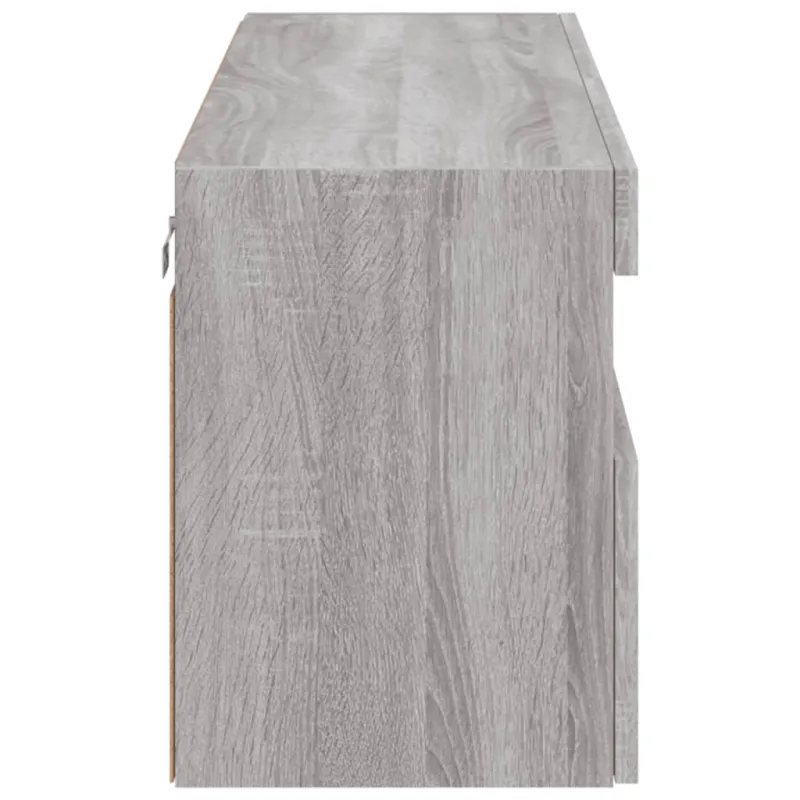 Sieninė TV spintelė su LED lemputėmis, pilka, 100x30x40cm