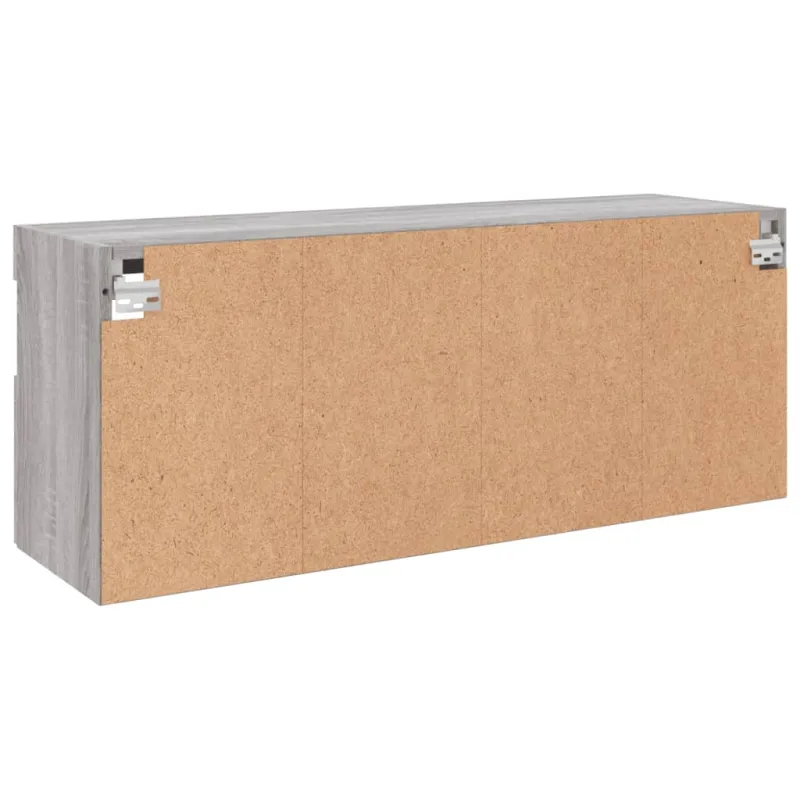 Sieninė TV spintelė su LED lemputėmis, pilka, 100x30x40cm