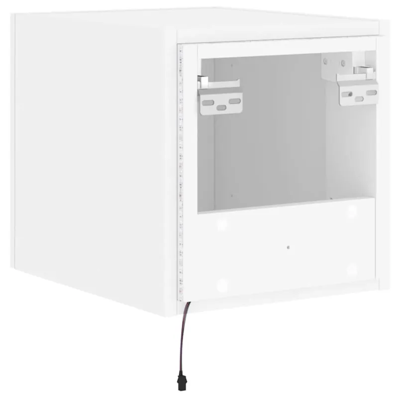 Sieninė TV spintelė su LED lemputėmis, balta, 30,5x35x30cm
