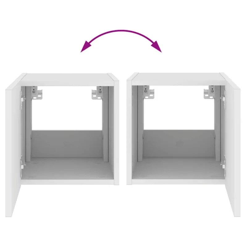 Sieninė TV spintelė su LED lemputėmis, balta, 30,5x35x30cm