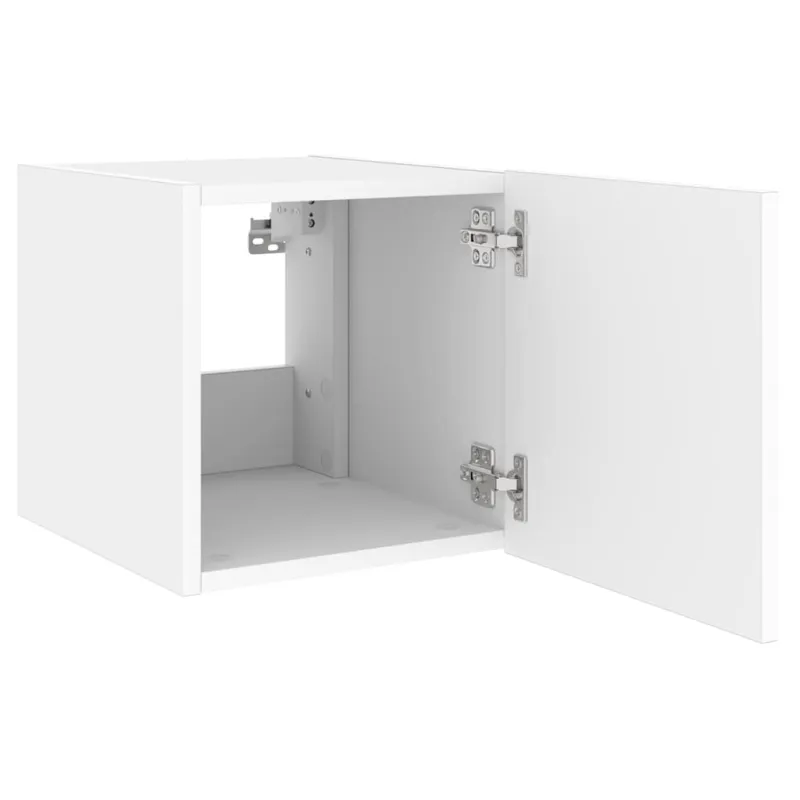 Sieninės TV spintelės su LED, 2vnt., baltos, 30,5x35x30cm