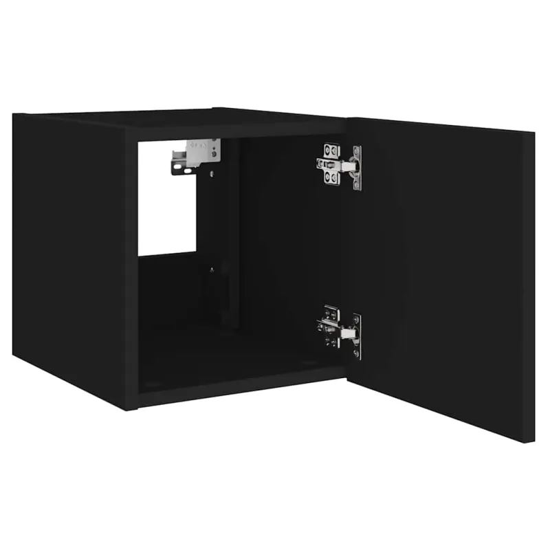 Sieninės TV spintelės su LED, 2vnt., juodos, 30,5x35x30cm
