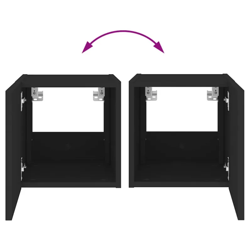 Sieninės TV spintelės su LED, 2vnt., juodos, 30,5x35x30cm