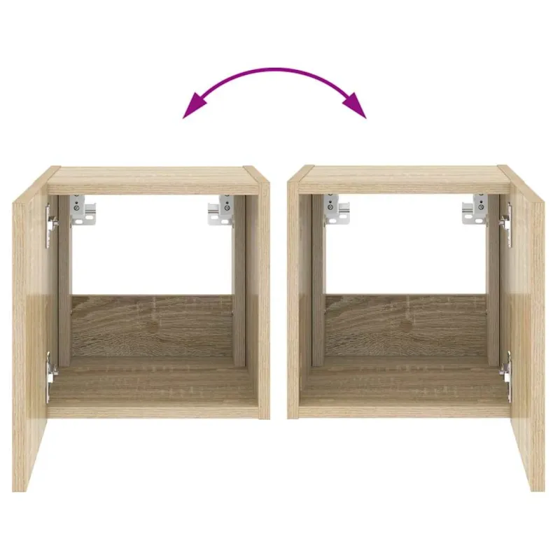 Sieninė TV spintelė su LED lemputėmis, ąžuolo, 30,5x35x30cm