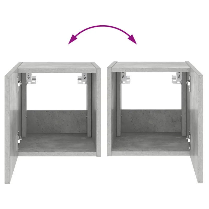 Sieninė TV spintelė su LED lemputėmis, betono, 30,5x35x30cm