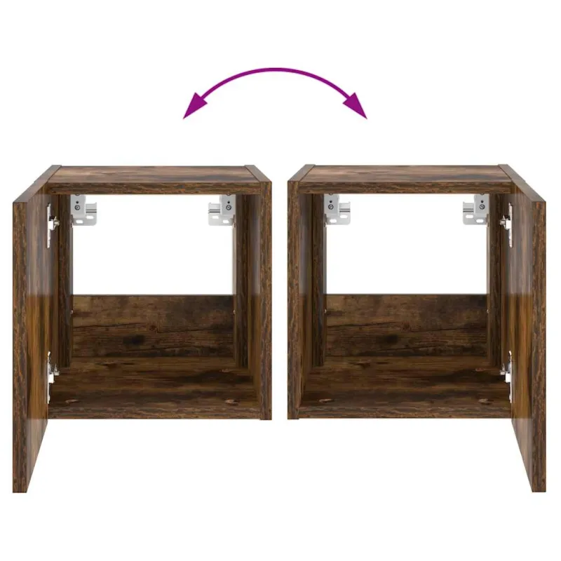 Sieninė TV spintelė su LED lemputėmis, dūminė, 30,5x35x30cm